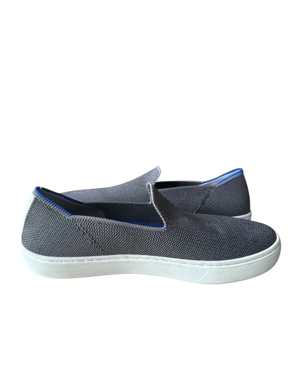 Rothy’s The Loafer Gray Knit Slip On Flats Blue Trim Women’s Size 7